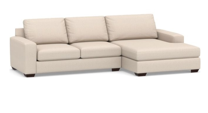 Big Sur Square Arm Upholstered Sofa Double Wide Chaise Sectional - Image 0