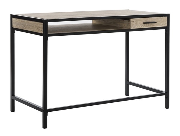 Alan 1 Drawer 1 Shelf Desk - Rustic Brown/Black - Safavieh - Image 0