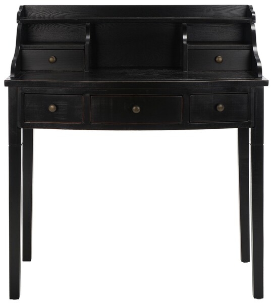 Landon 5 Drawer Writing Desk - Distressed Black - Safavieh - Image 0
