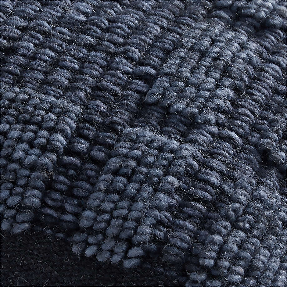 Lancaster 22"x15" Textured Cotton Deep Indigo Plaid Pillow with Feather Insert - Image 1