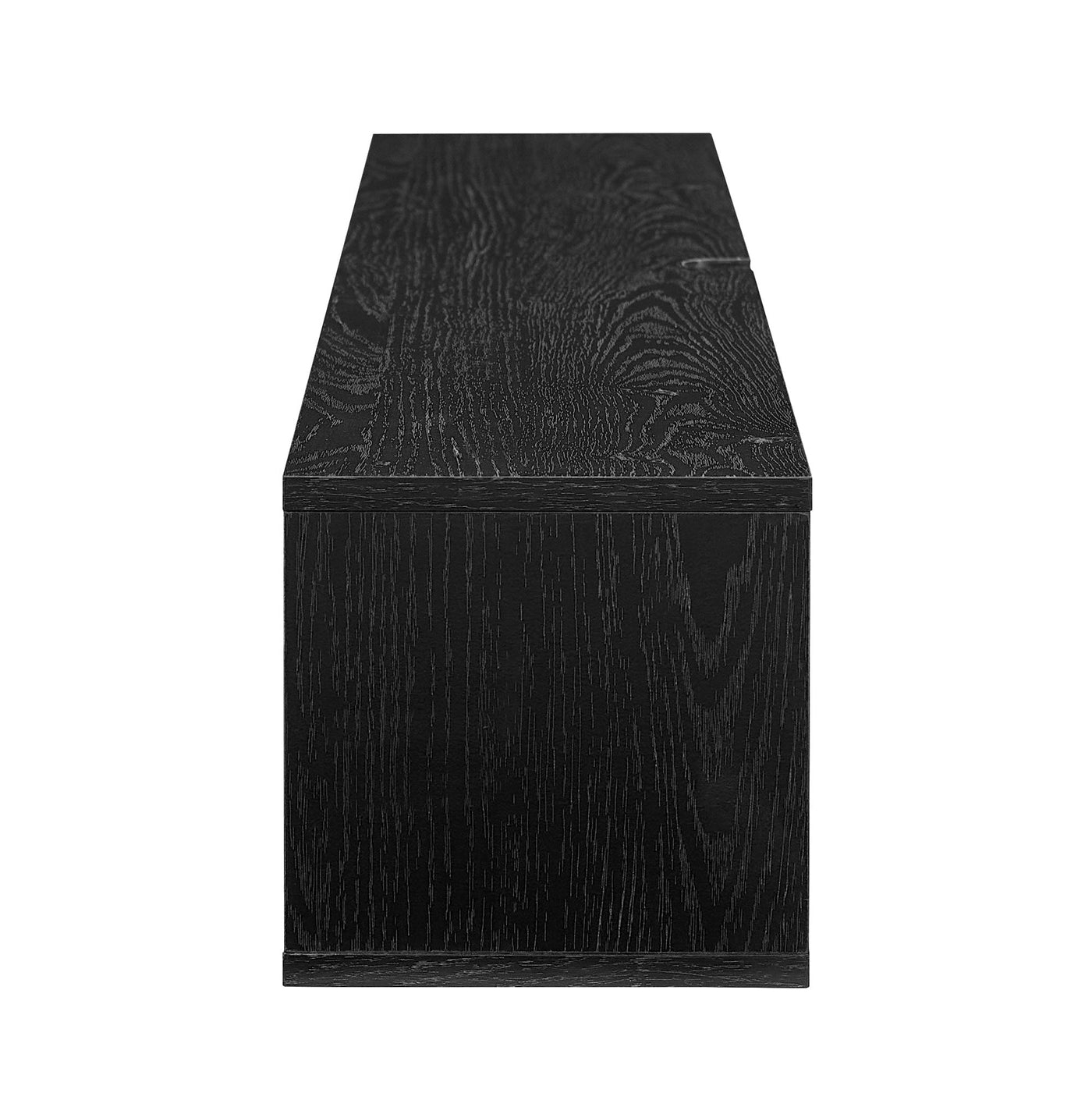 70" Floating TV Stand with Rattan Doors - Black - Image 6