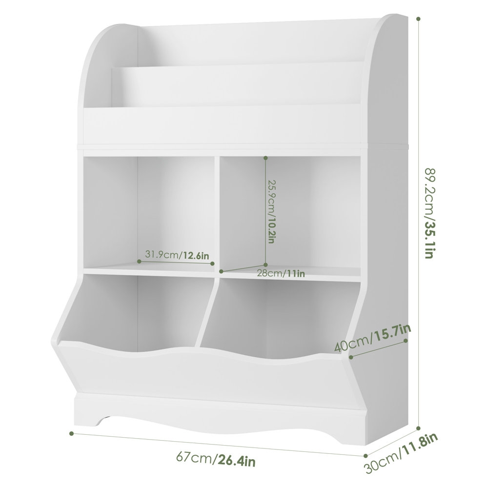 Ibbison Cube Bookcase with Display Shelf, White - Image 1