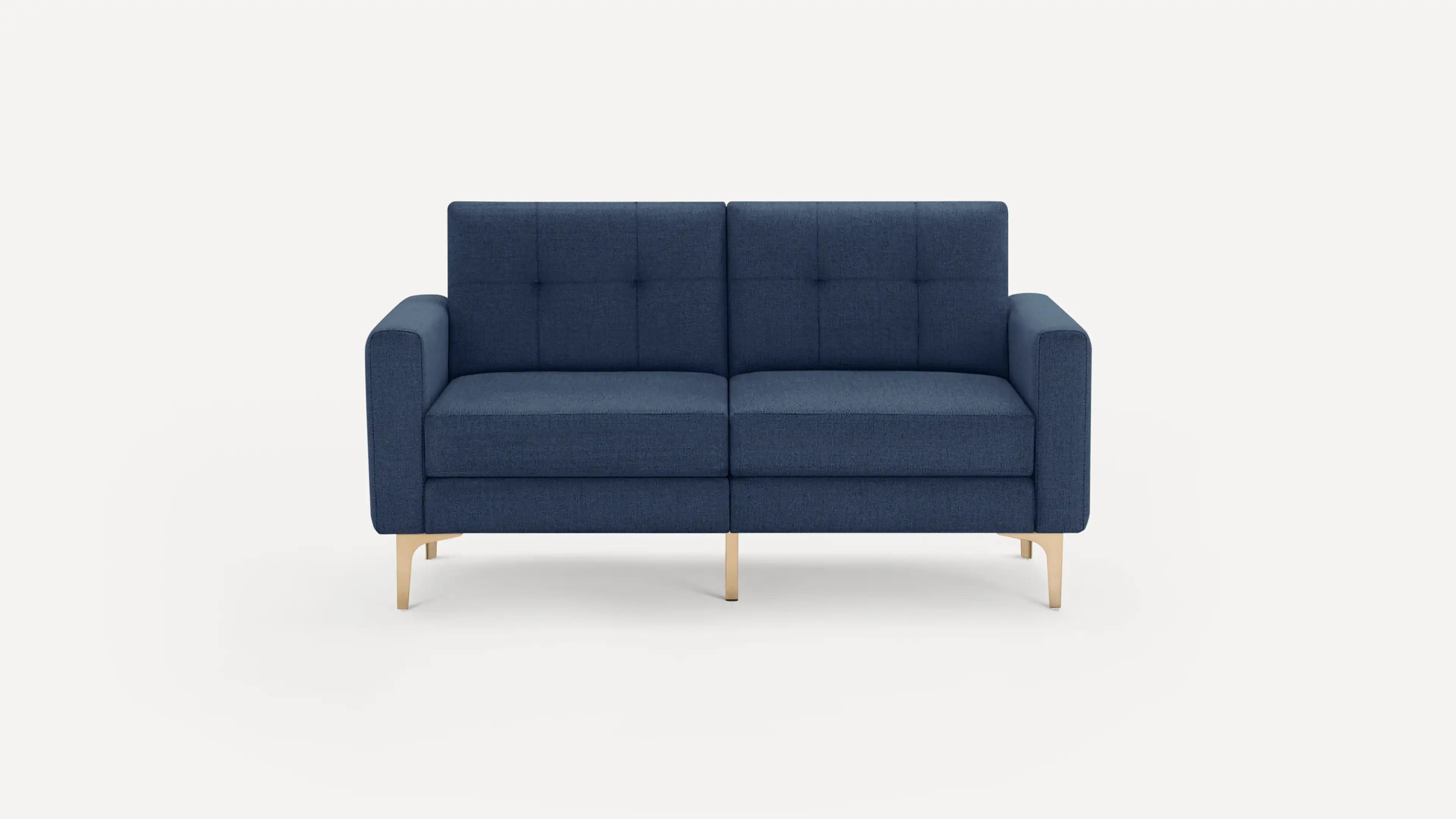 Nomad Loveseat - Navy Blue - Performance Basketweave / Brass - Metal / Block - Image 0