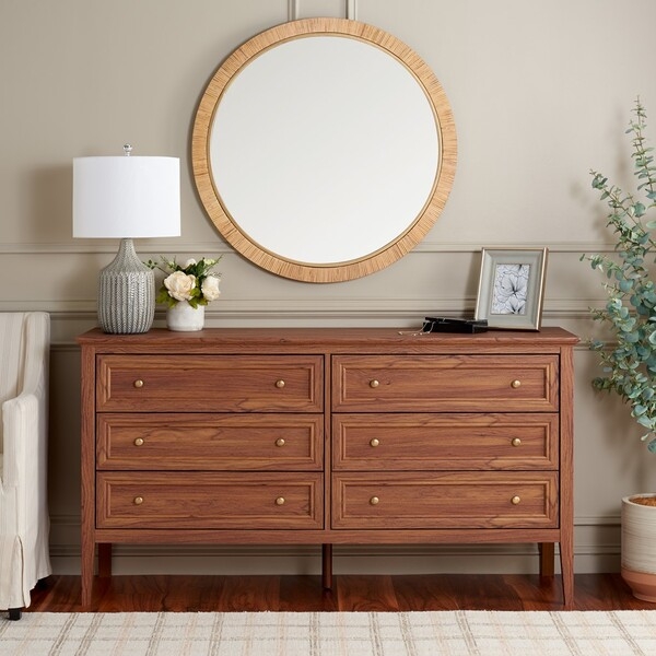 Sondra 6 Drawer Dresser - Walnut/Gold - Image 1