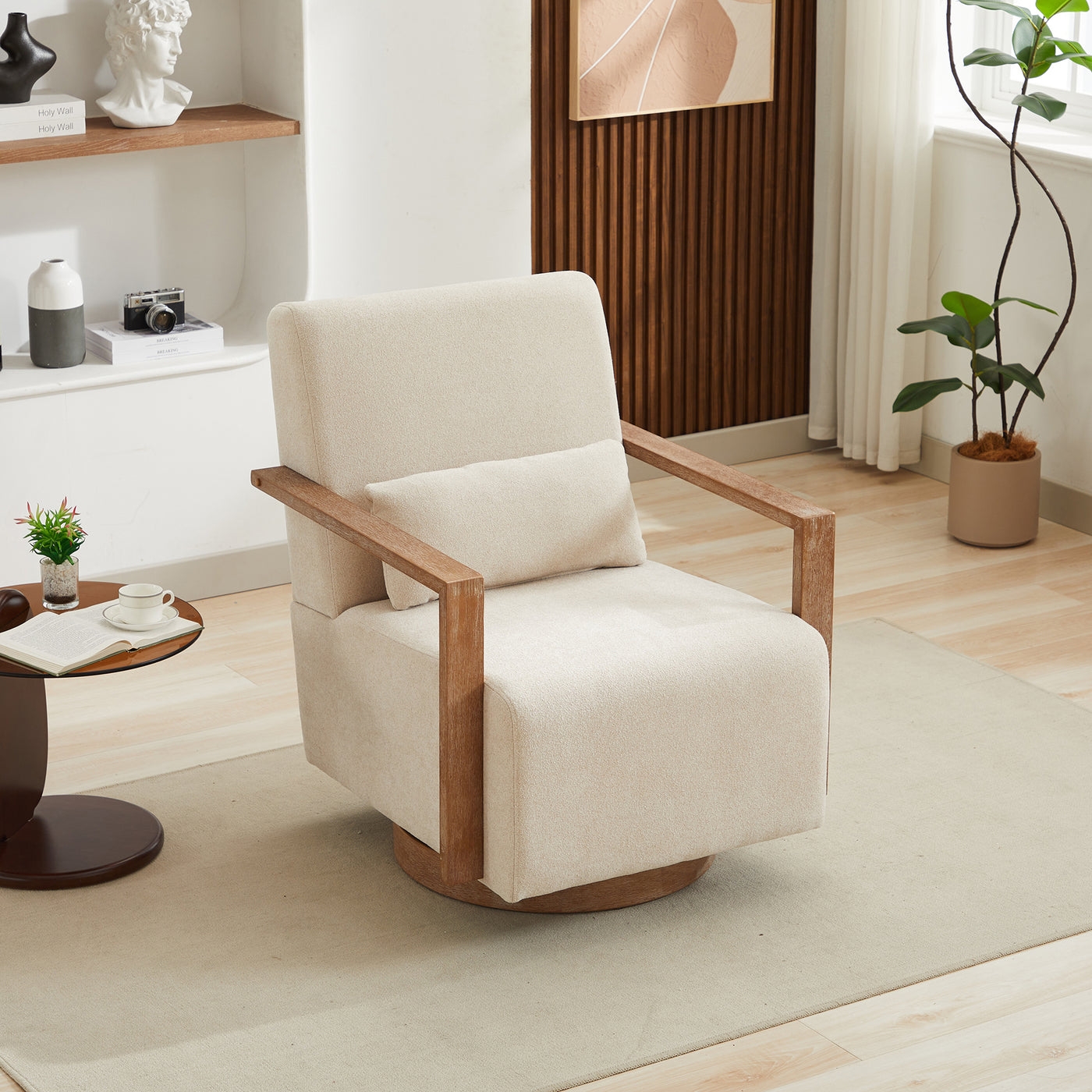 Contour & Co. | Linen Swivel Modern Accent Chair - Image 2