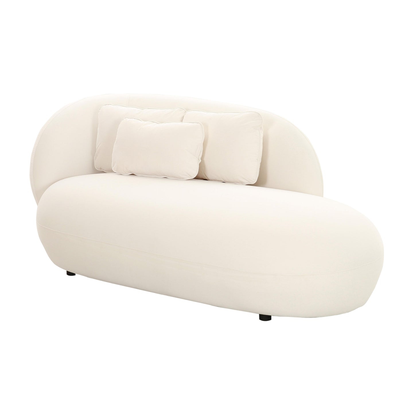 Galet Cream Velvet Chaise - Image 2