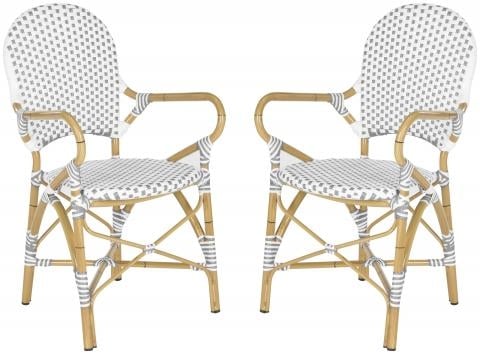 Salcha Indoor-Outdoor French Bistro Stacking Side Chair - Grey/White/Light Brown - Safavieh - Image 0