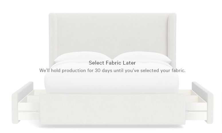 Graham Upholstered Queen Bed with Storage | 55" Headboard | Decide Later fabric - Image 0