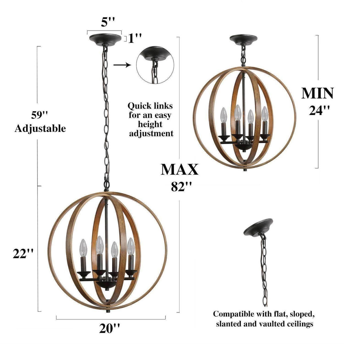 Sangerville 4 - Light Candle Style Globe Chandelier - Image 2