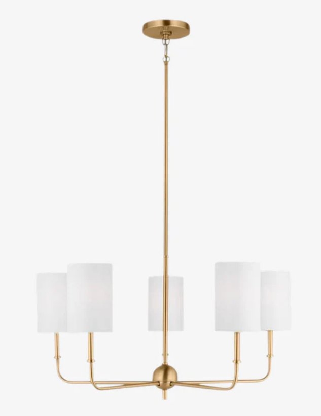 Foxdale Five Light Chandelier- Satin Brass - Image 0