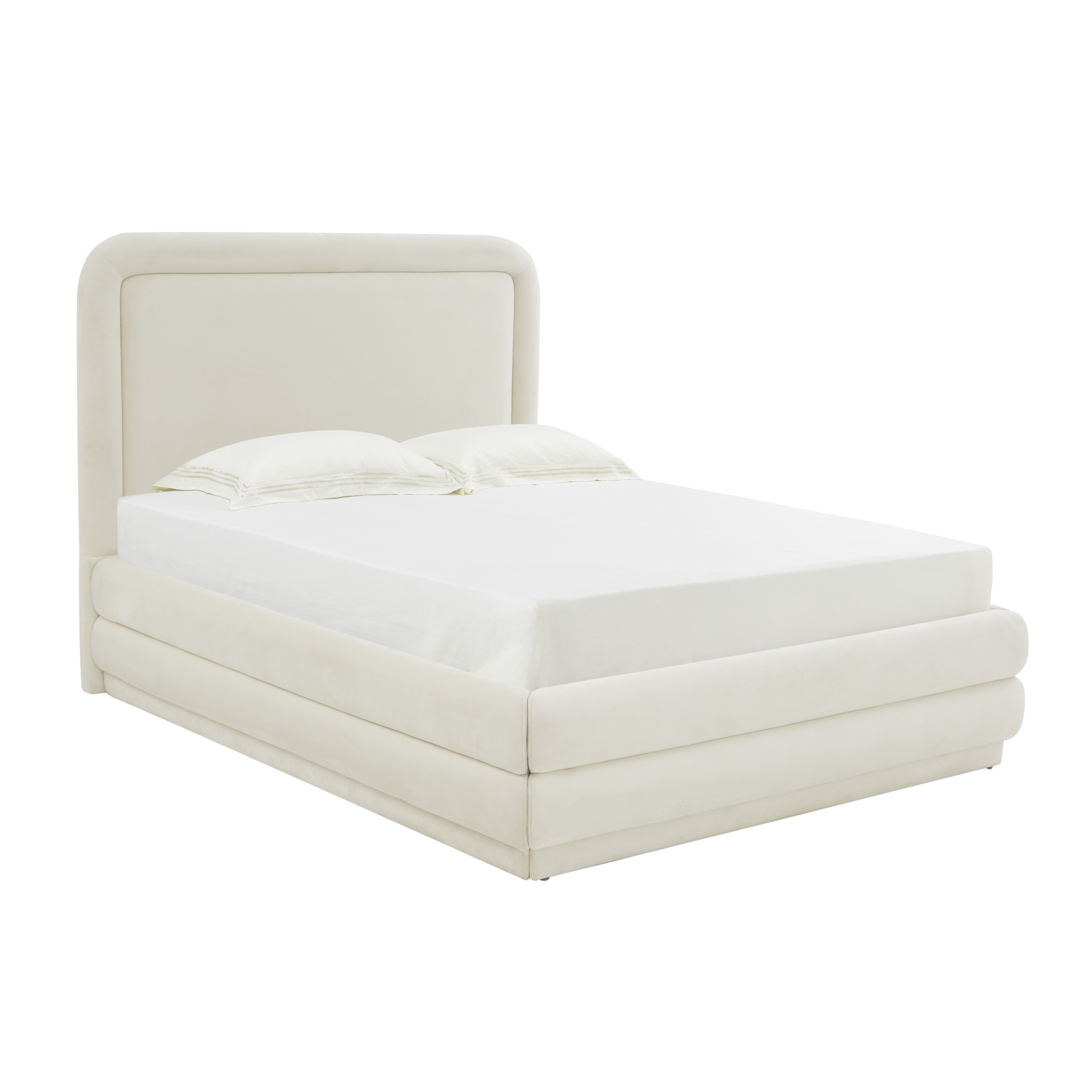 Briella Cream Velvet Bed in Queen - Image 1