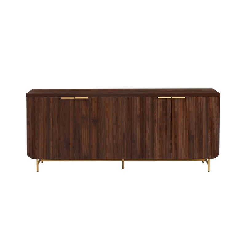 69" Scandinavian 4 Door Sideboard - Dark Walnut/ Gold - Image 0