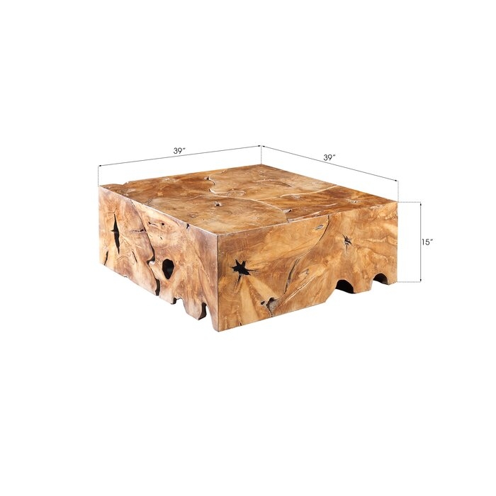 Phillips Collection Teak Chunk Solid Wood Block Coffee Table - Image 5