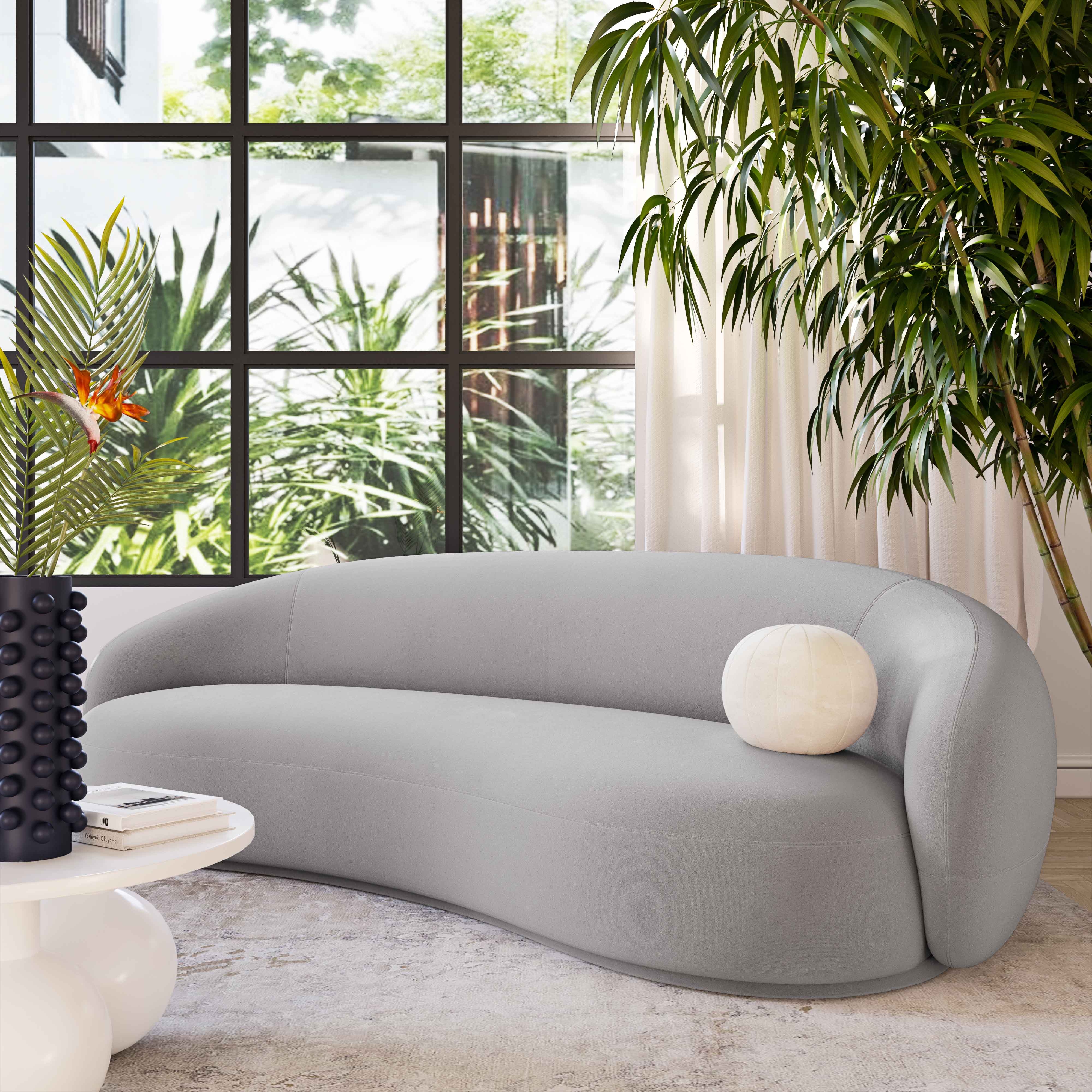 Kendall Light Grey Velvet Sofa - Image 2