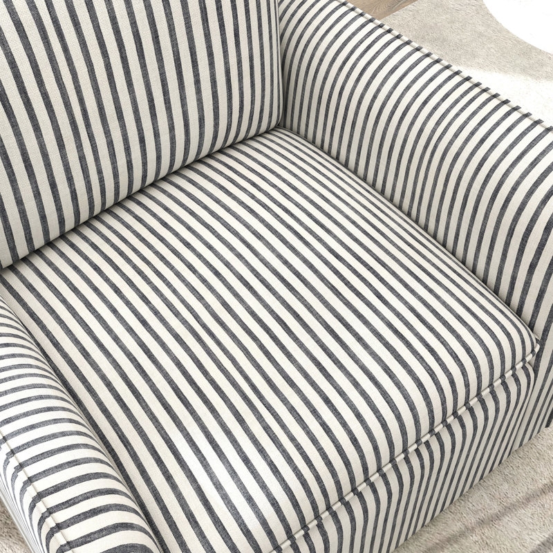 Romines 29.7" W Modern Soft Stripe Upholstered Swivel Barrel Chair with Removable Cushion Set of 2 - Image 1