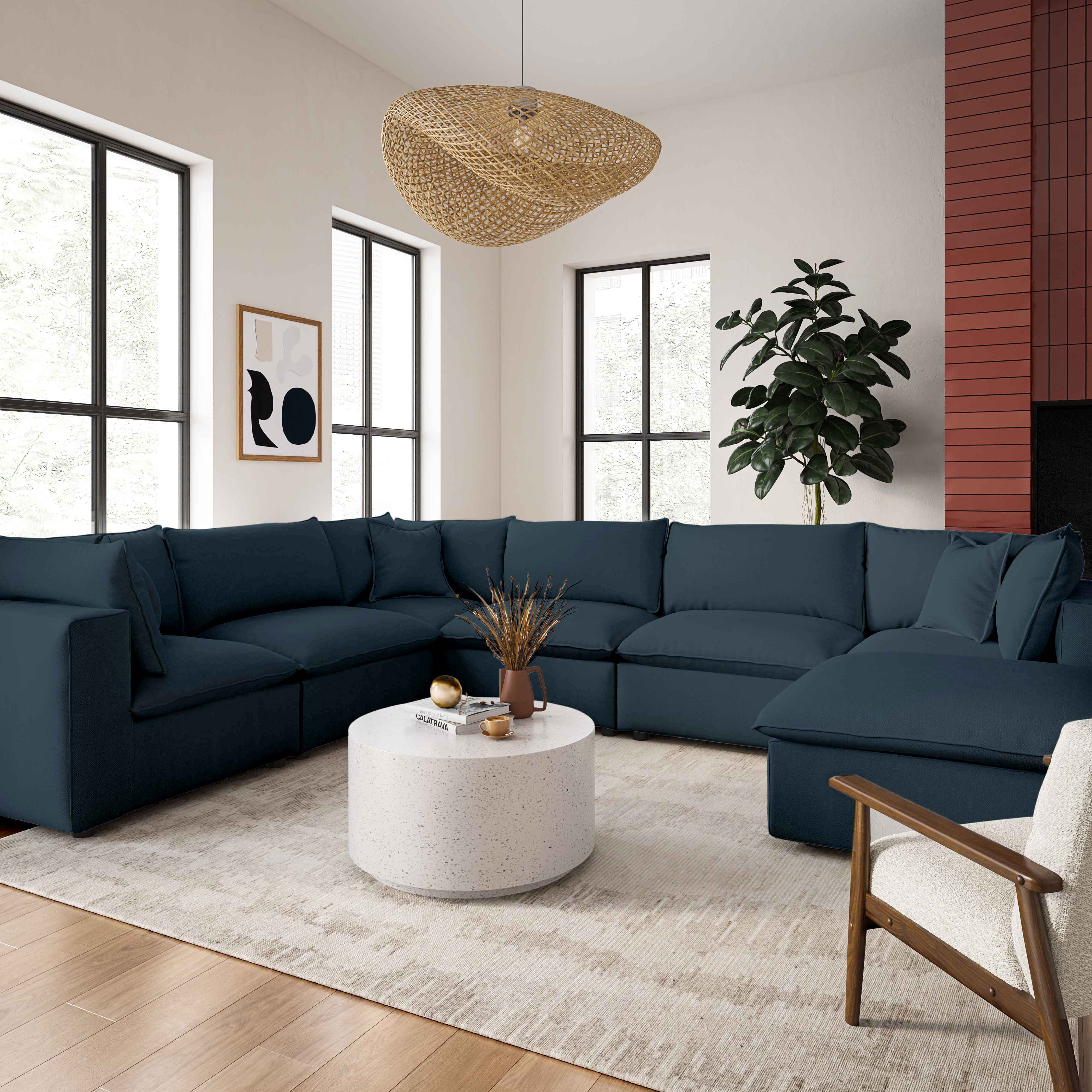 Cali Navy Modular Large Chaise Sectional - Image 1