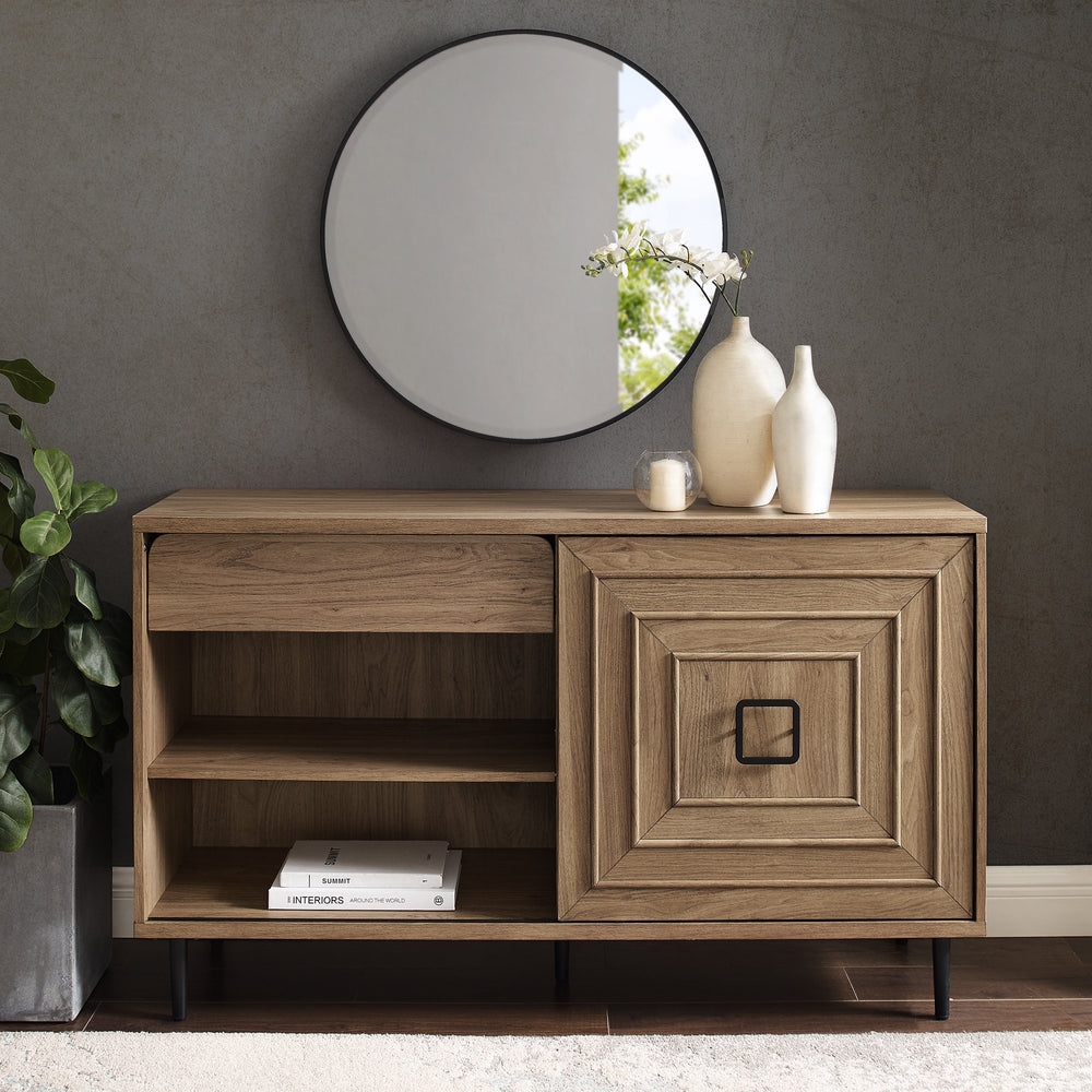 Serena 52" Square Detail Sliding Door Sideboard - Dark Walnut - Image 1