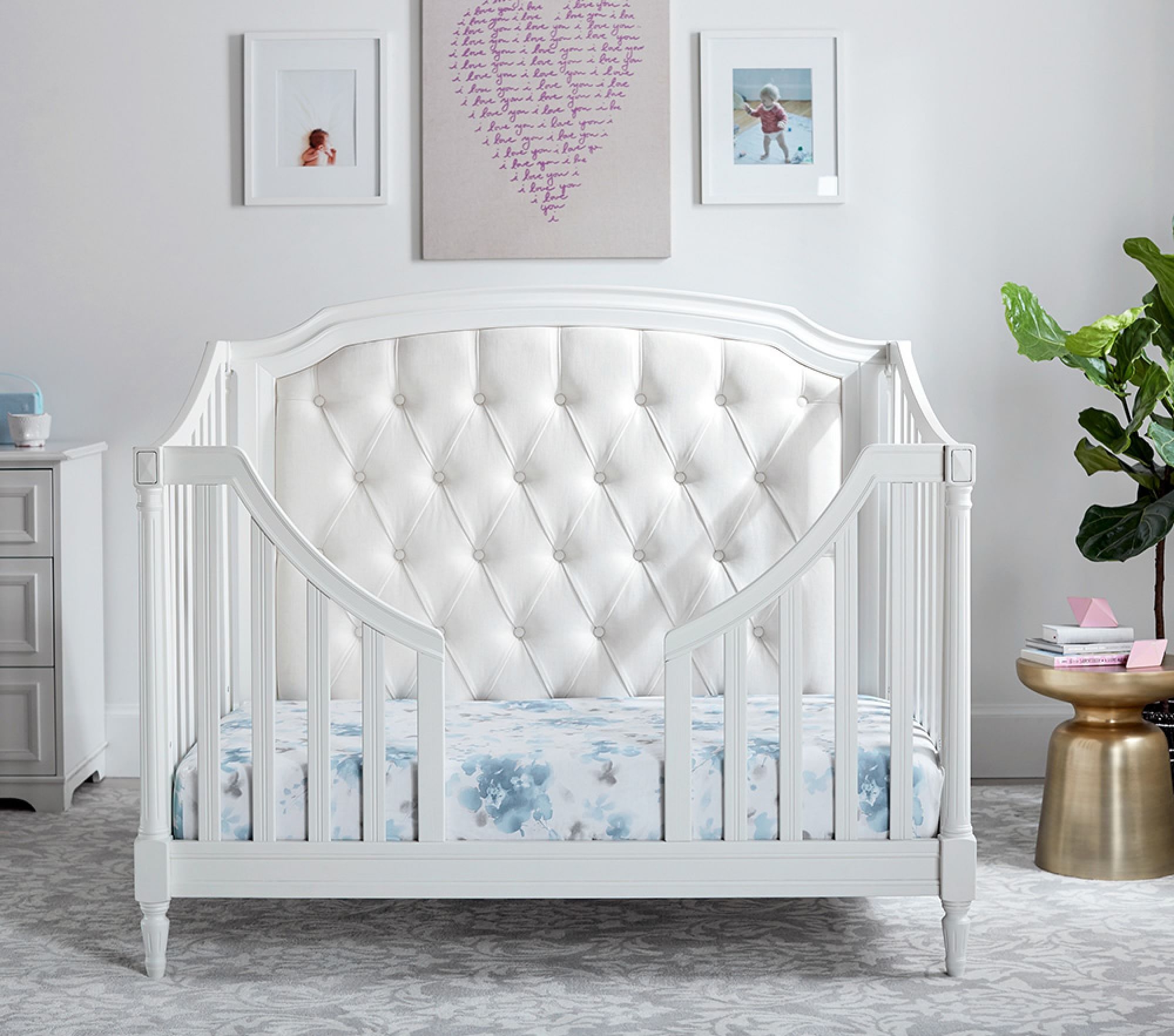 Blythe 3-in-1 Upholstered Convertible Crib, French White & Ivory Washed Linen Cotton, In-Home - Image 6