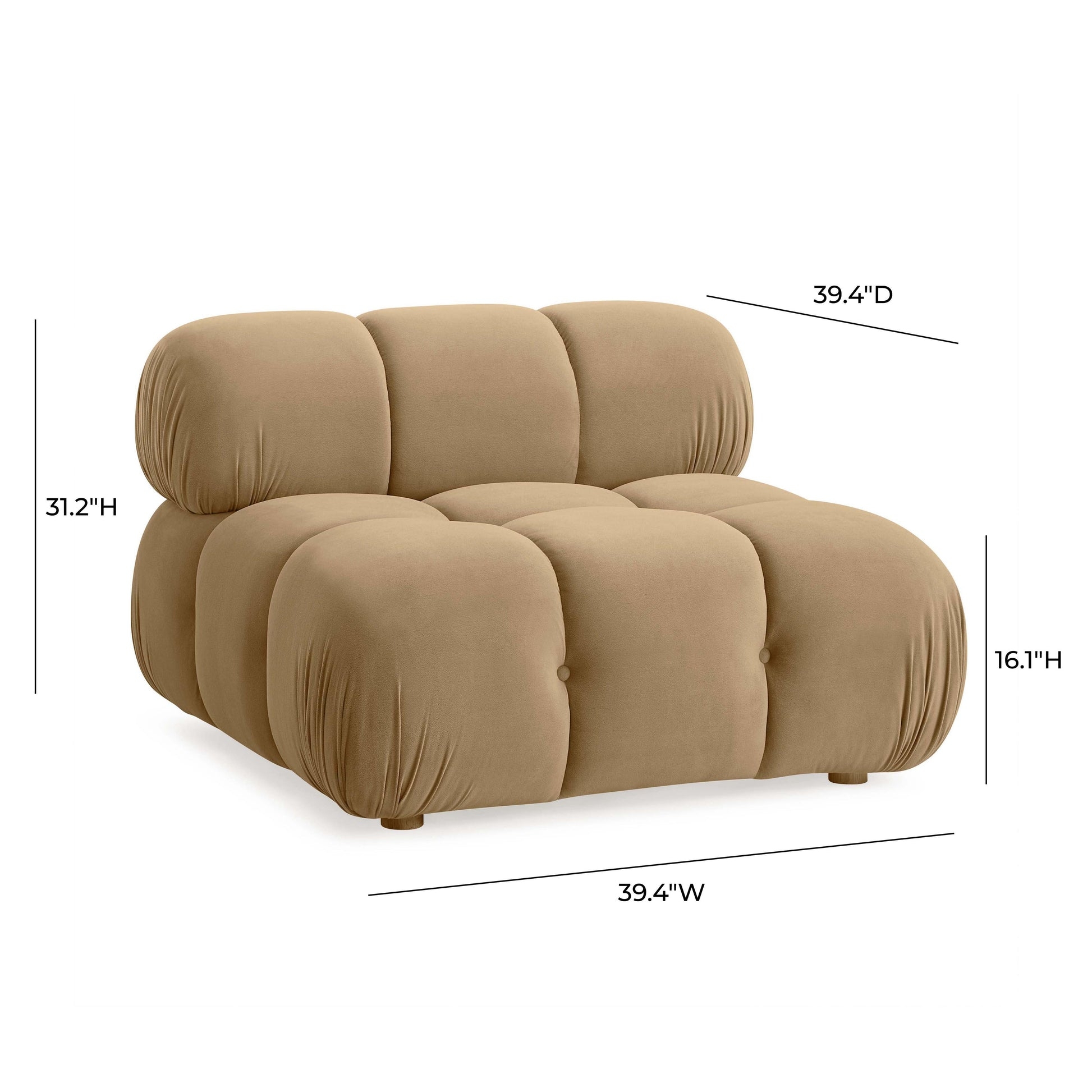 Calliope Cafe Au Lait Performance Velvet Modular Armless Chair - Image 1