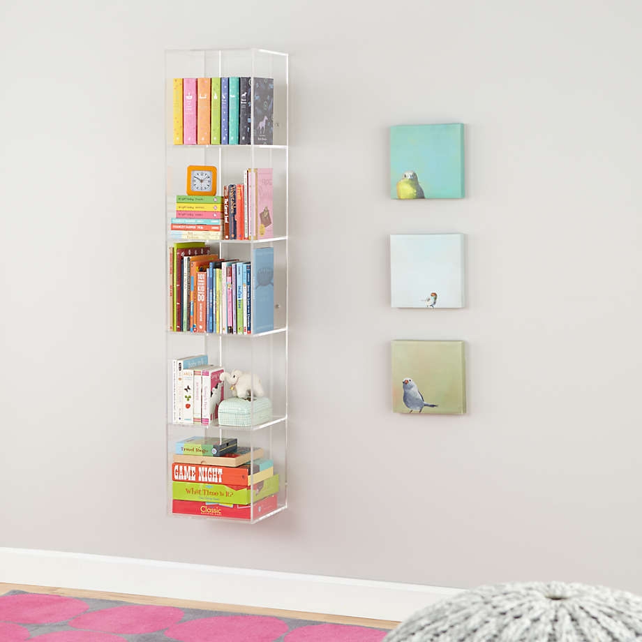 Now You See It Clear Acrylic 5-Bin Floating Shelf Bookcase - Image 2