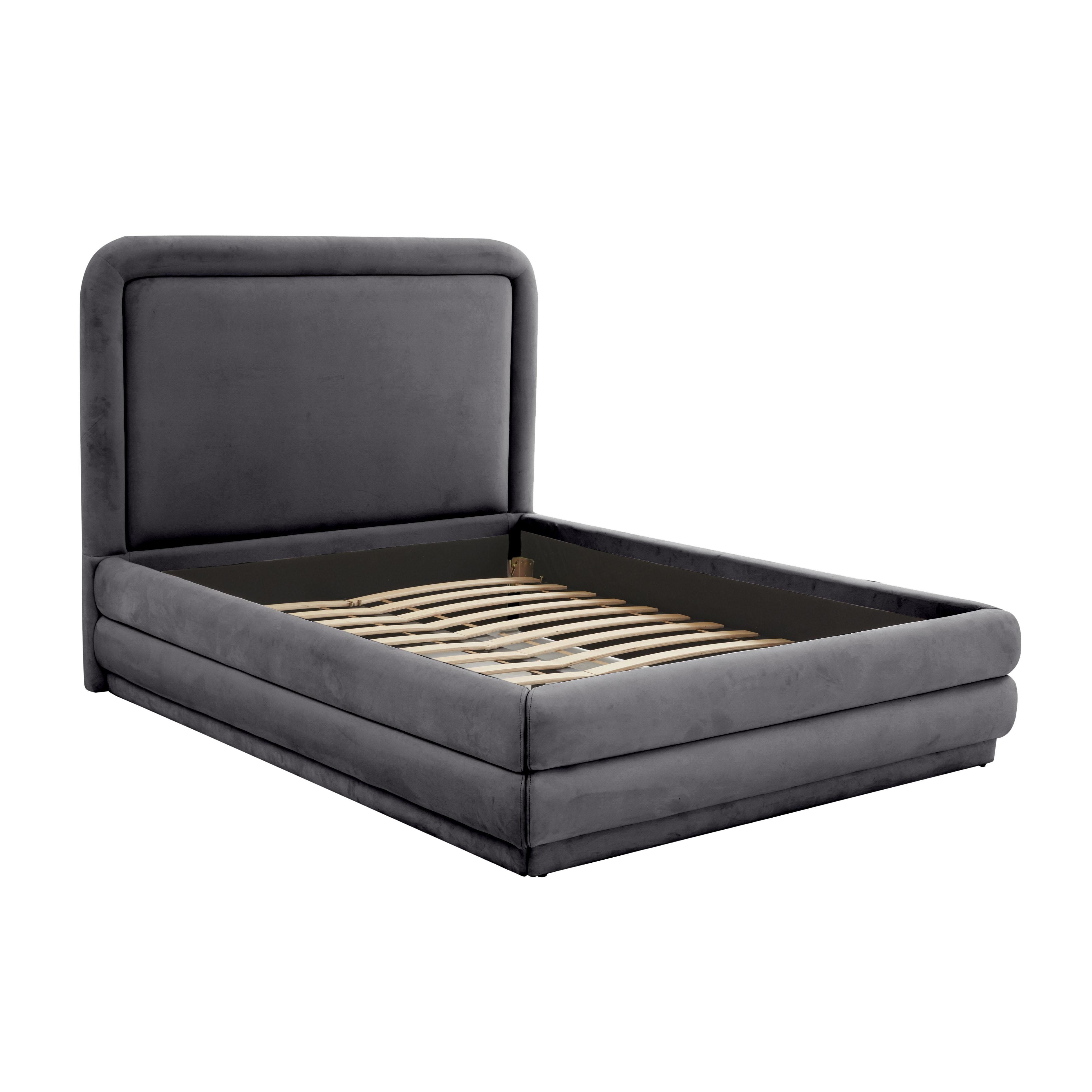 Briella Dark Grey Velvet Bed in Full - Image 3