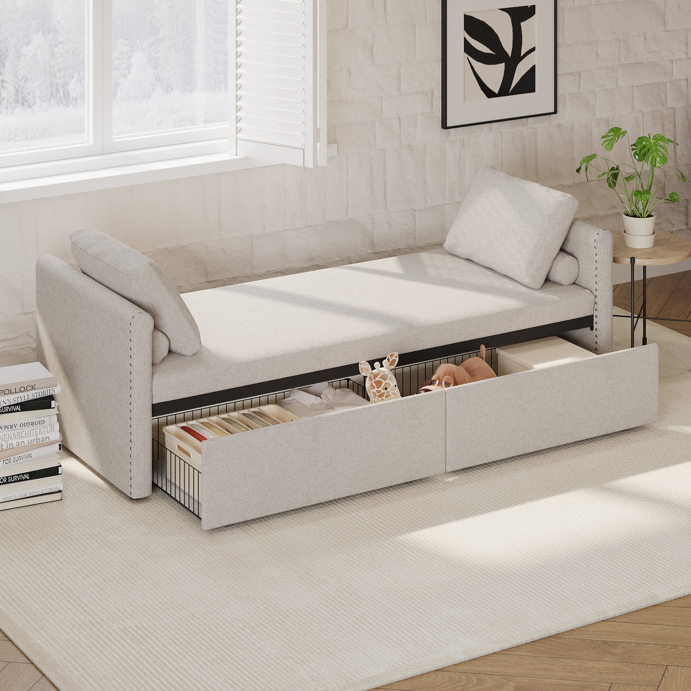Contour & Co. | Modern Chaise Lounger Storage Bench - Image 1