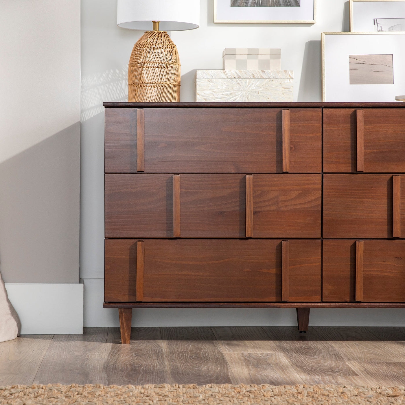 60" Modern Solid Wood Dresser - Walnut - Image 4