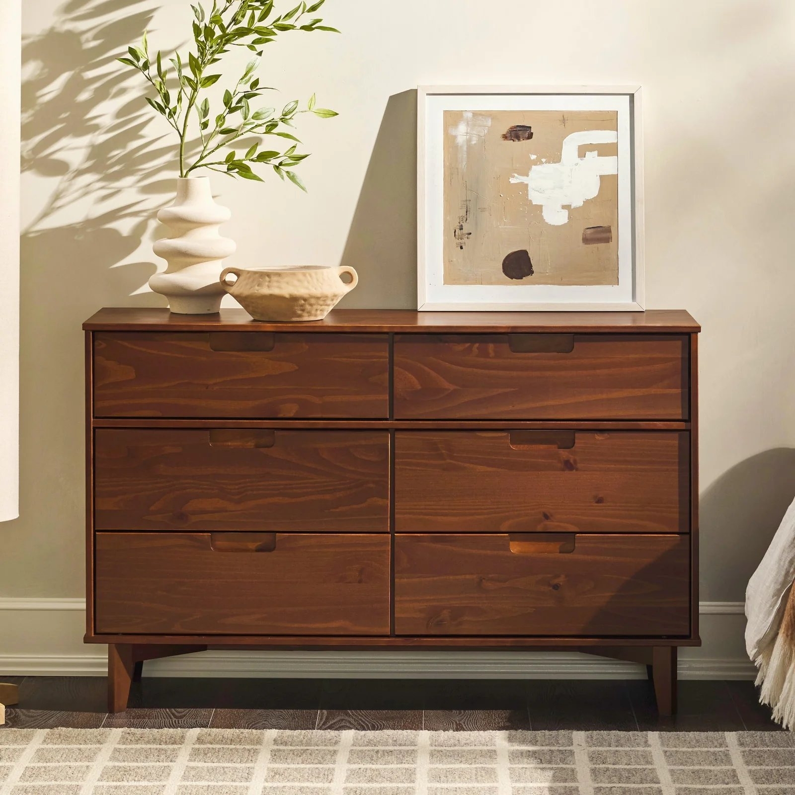 Sloane Mid Century Modern Solid Wood Dresser-Walnut - Image 0