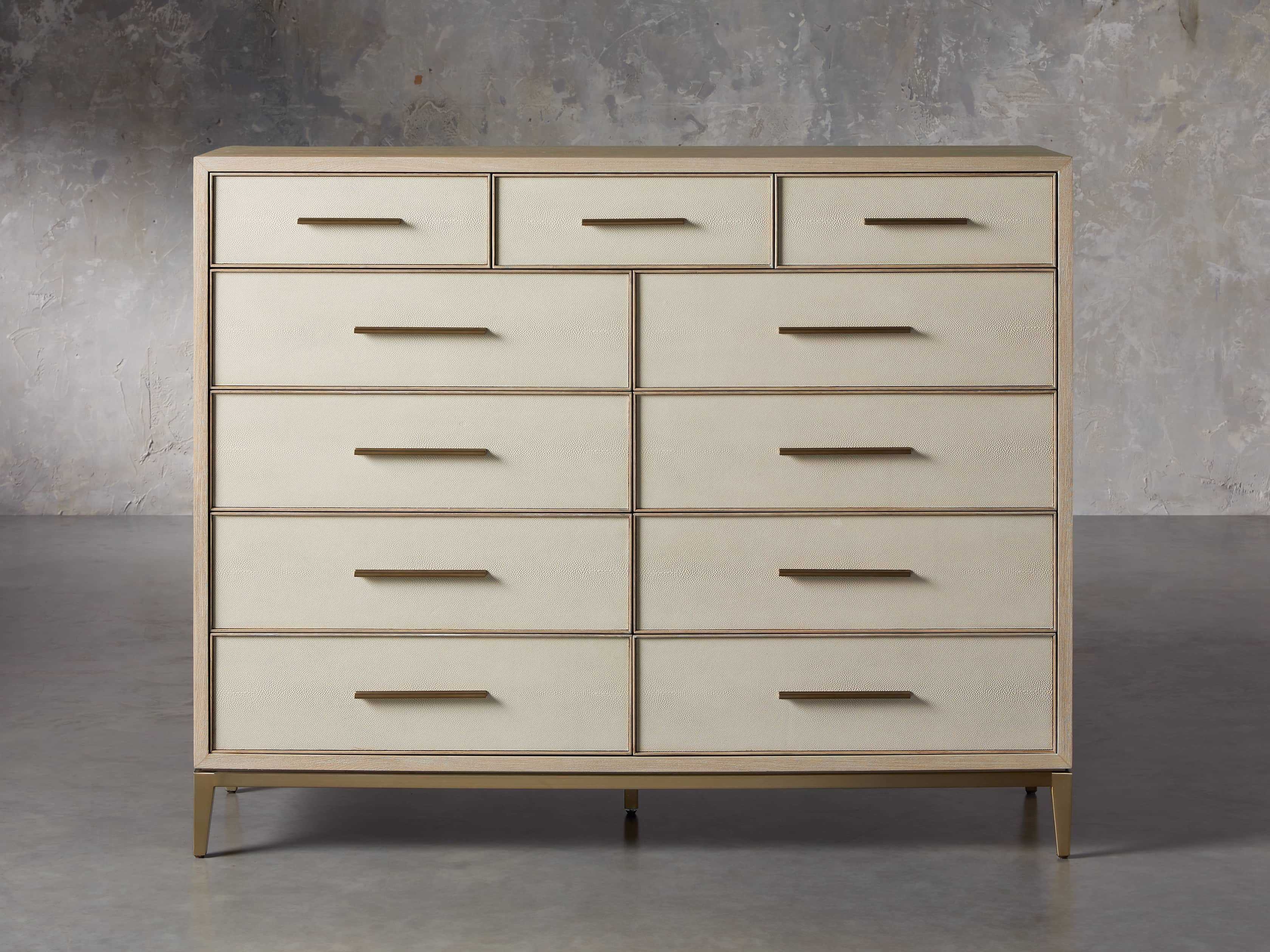 Malone Eleven-Drawer Dresser in Shagreen Natural  Bone - Image 2