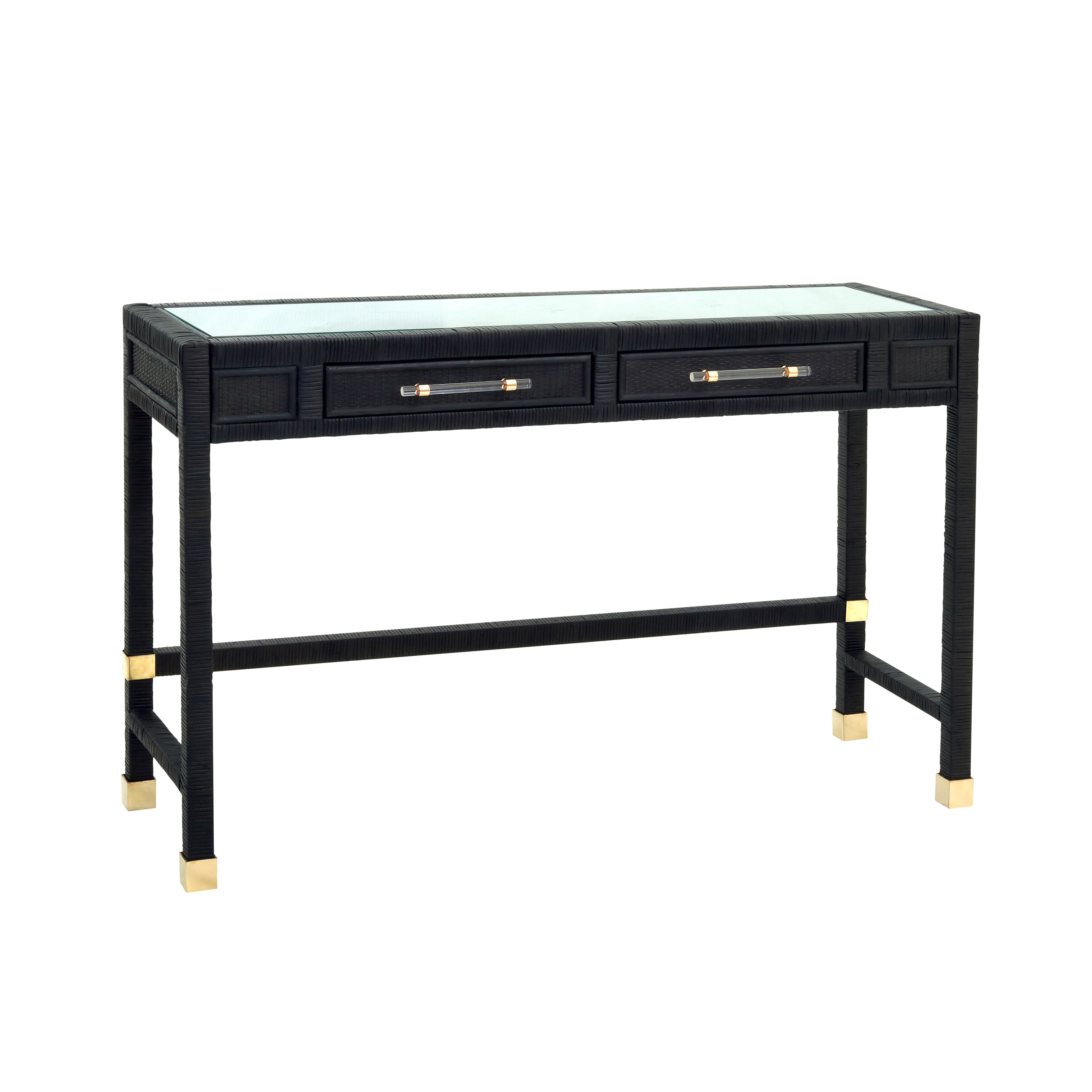 Amara Charcoal Rattan Desk - Image 0