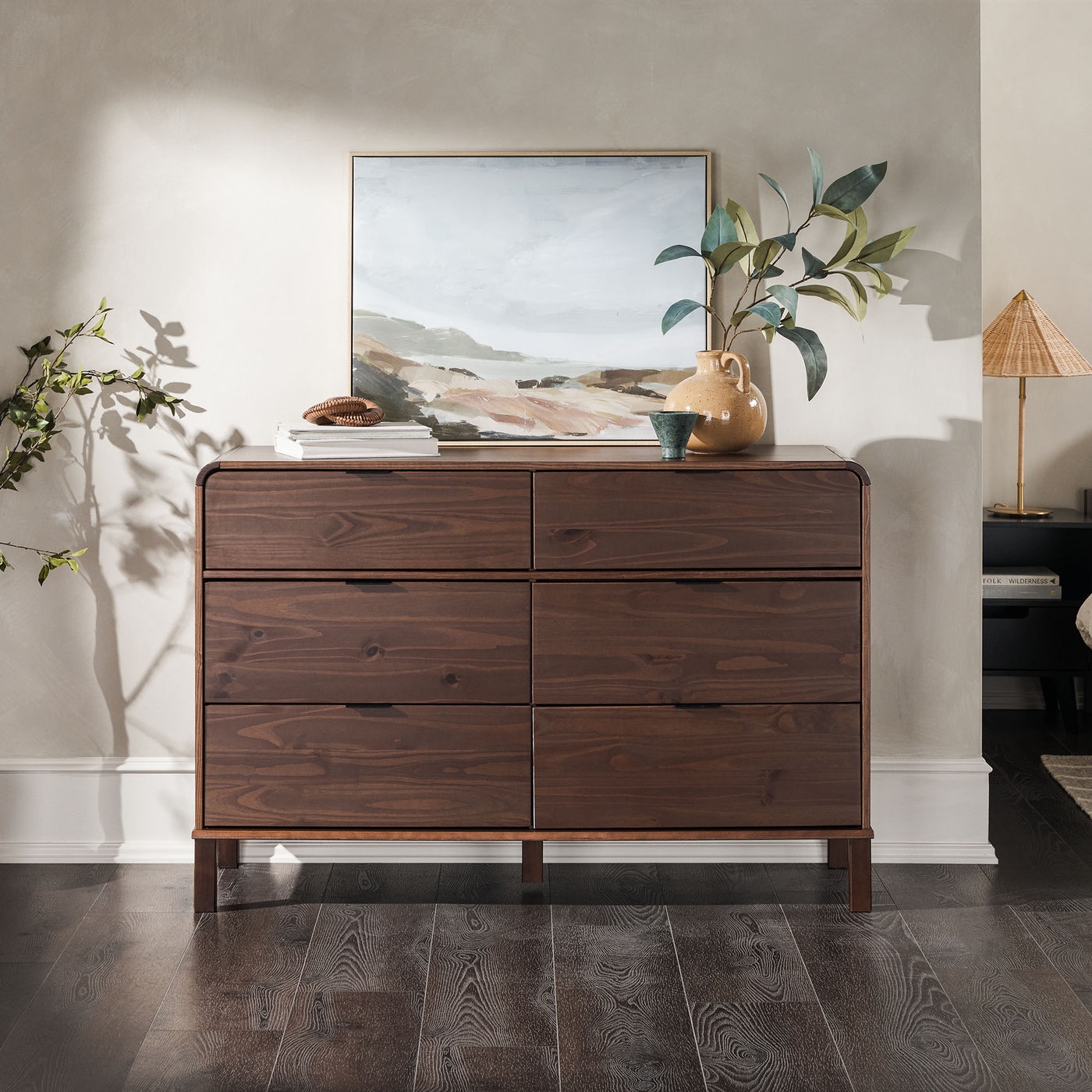 Elias 6-Drawer Contemporary Dresser with Curved Top - Image 0