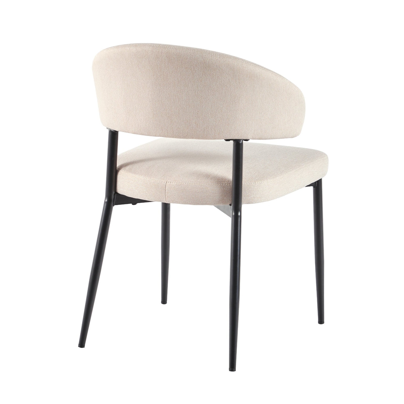 Modern Curved Back Upholstered Dining Chair, Set of 2, Ivory - Image 6
