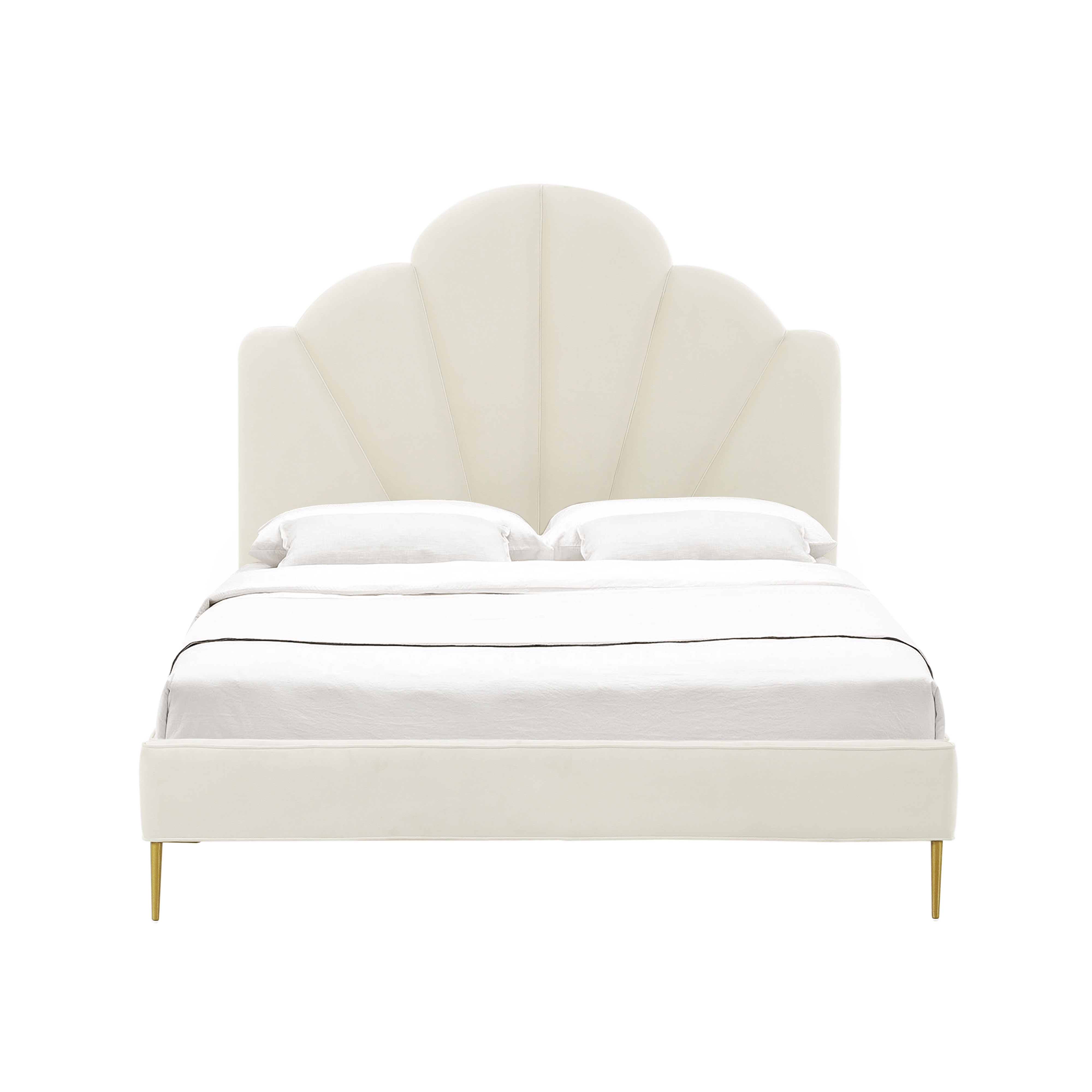 Bianca Cream Velvet Bed in Full - Image 0