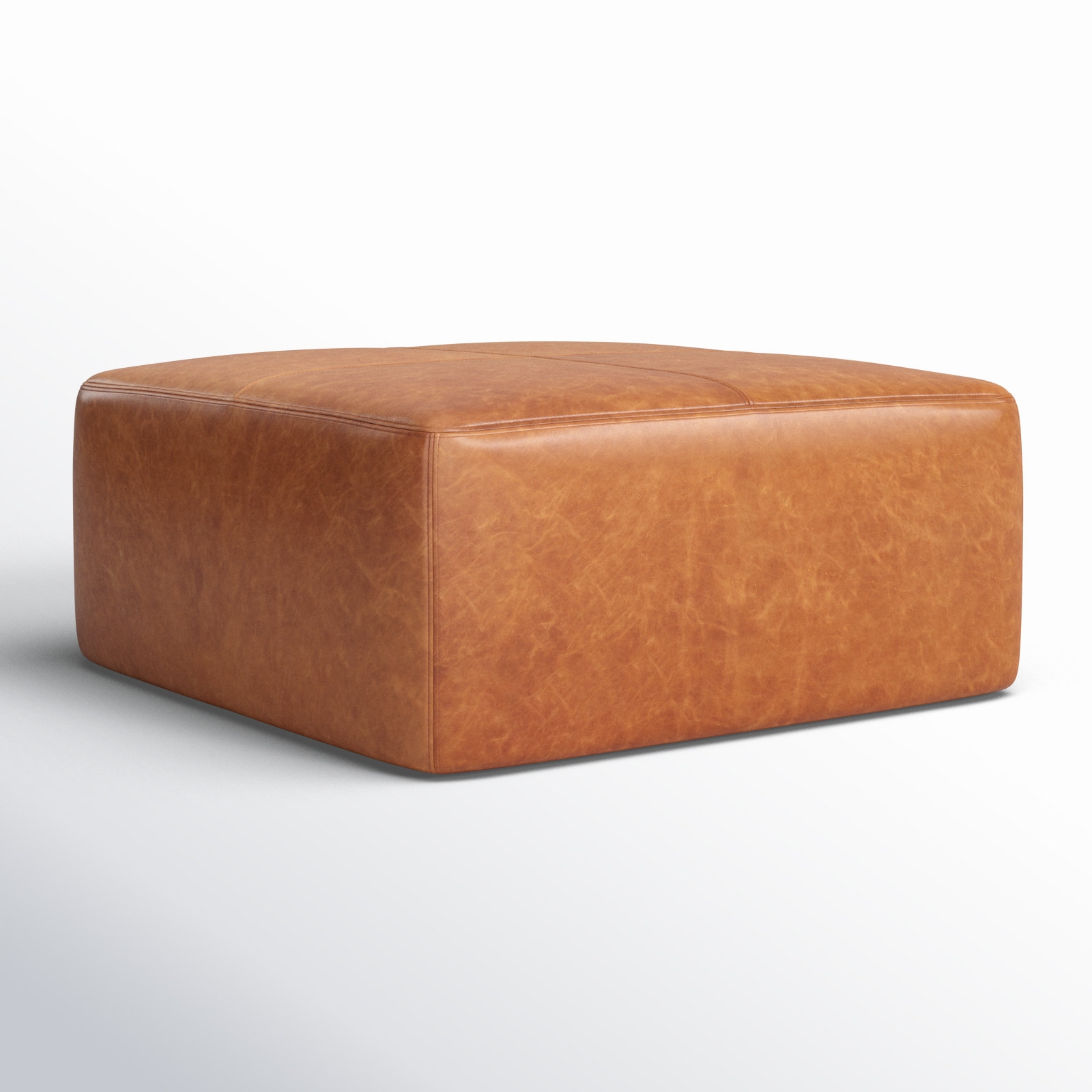 Heafield Square 35" Wide Full-Grain Genuine Italian Leather Ottoman - Image 1