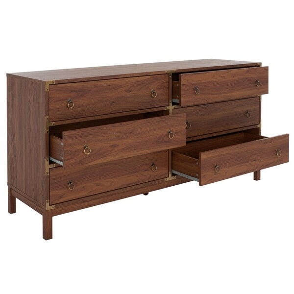 Galio 6 Drawer Chest - Walnut/Gold - Image 3