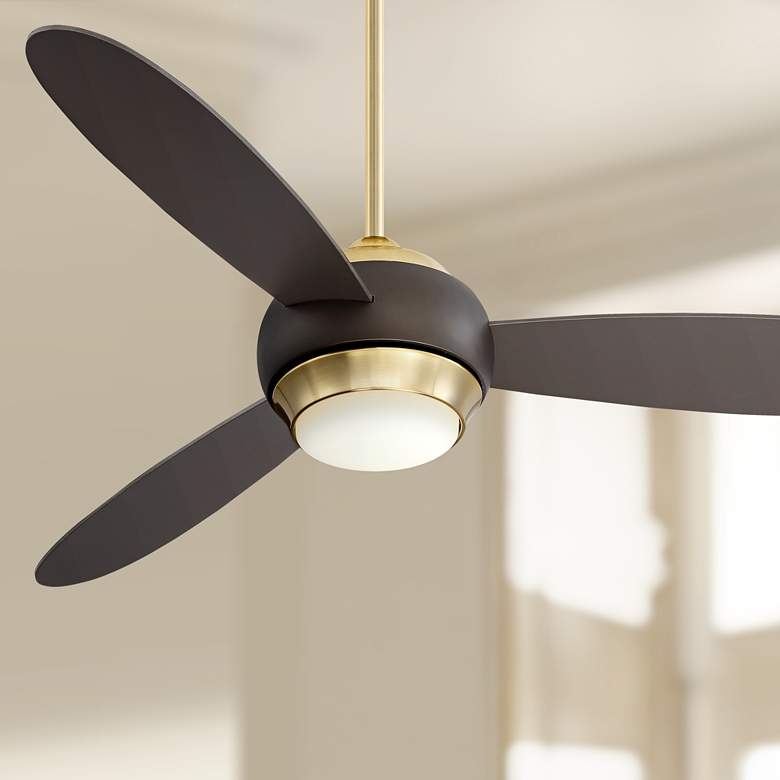 54" Casa Vieja Lynx Soft Brass and Bronze LED Ceiling Fan - Image 3