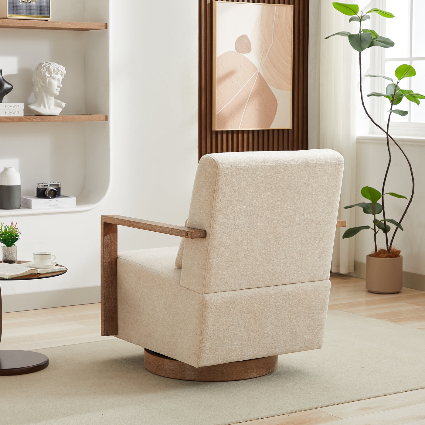 Contour & Co. | Linen Swivel Modern Accent Chair - Image 3