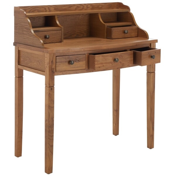 Landon 5 Drawer Writing Desk - Oak - Safavieh - Image 4