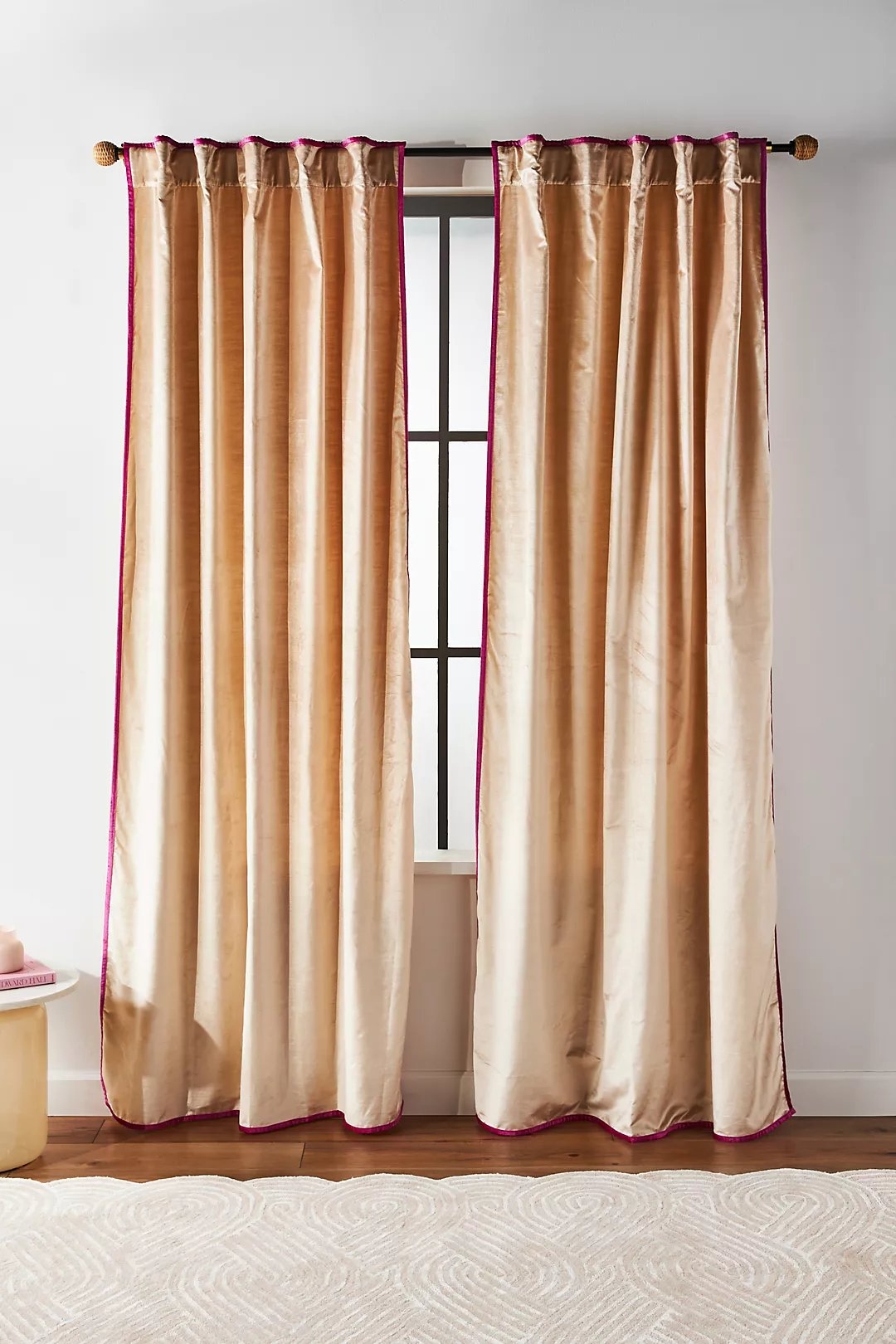 Adelina Velvet Curtain, Neutral, 108"x50", Individual Curtain Panel - Image 0