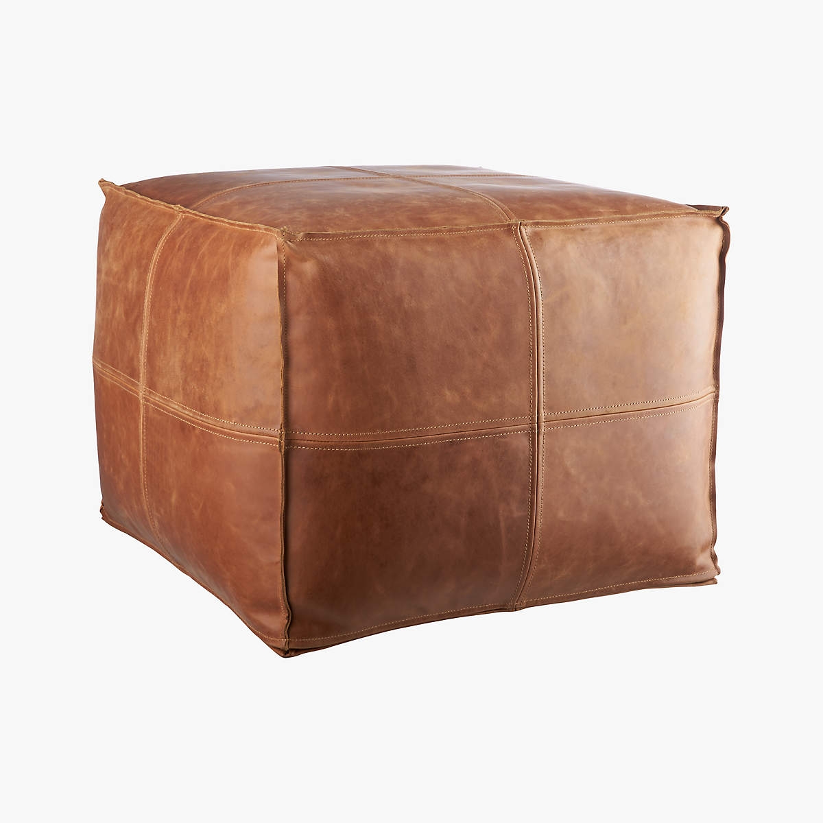 Leather Square Brown Pouf - Image 5