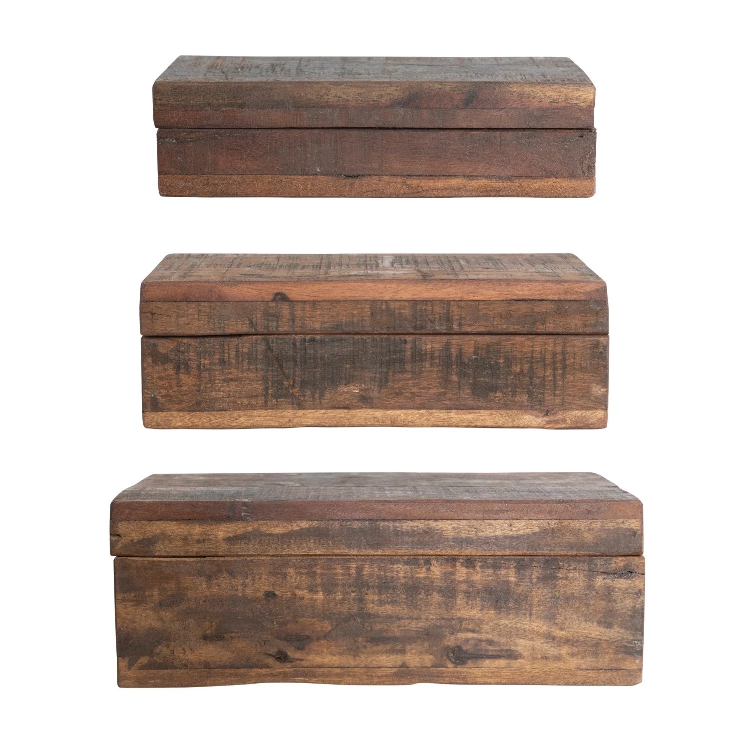 Reclaimed Vintage Wood Boxes, Set of 3 Sizes, Natural - Image 3