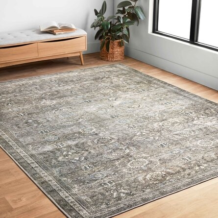Sim Oriental Green/Beige Area Rug - Image 1