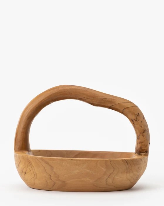 Organic Teak Wood Basket - Image 0