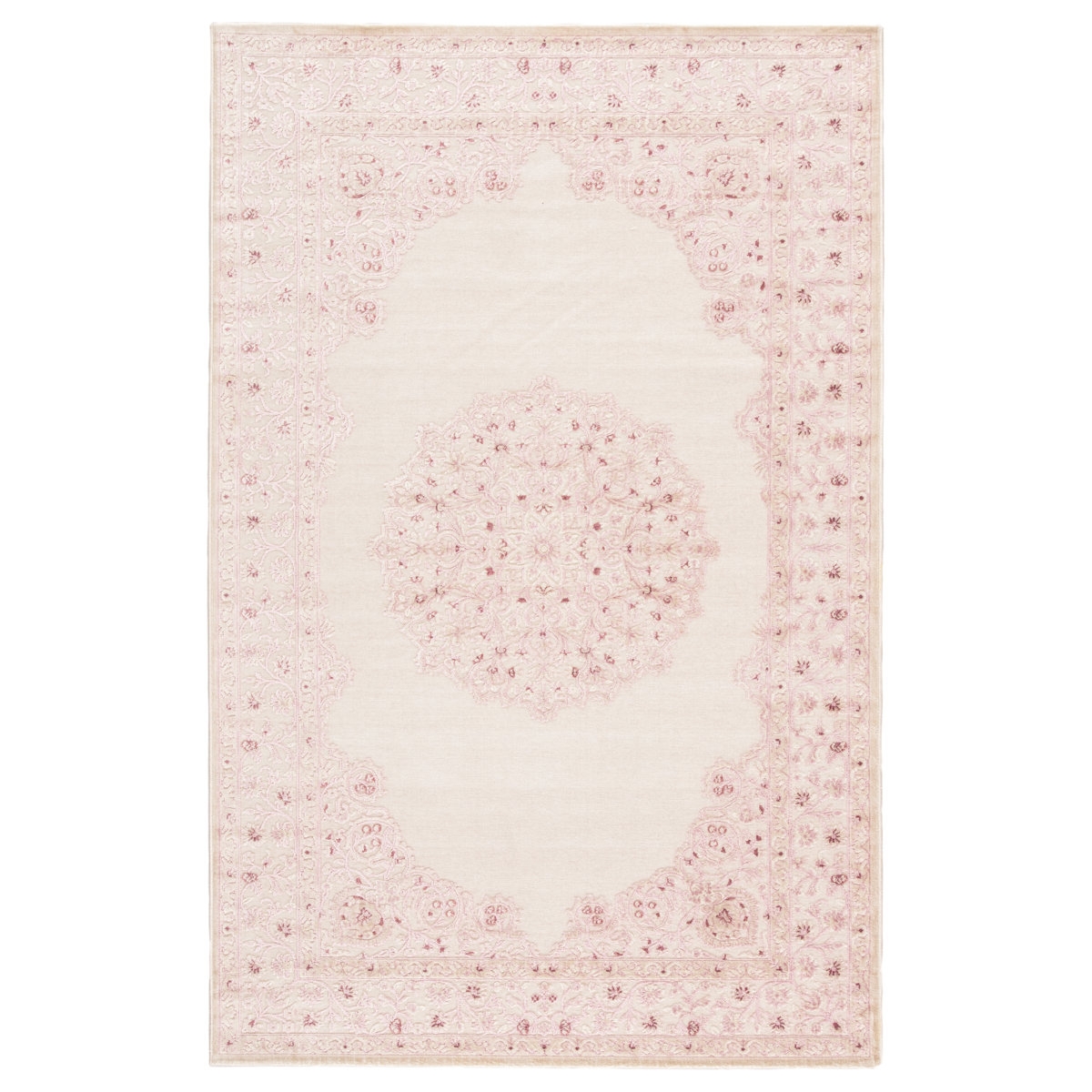 Devin Oriental Pink/White Area Rug Rectangle 6' x 9' - Image 0