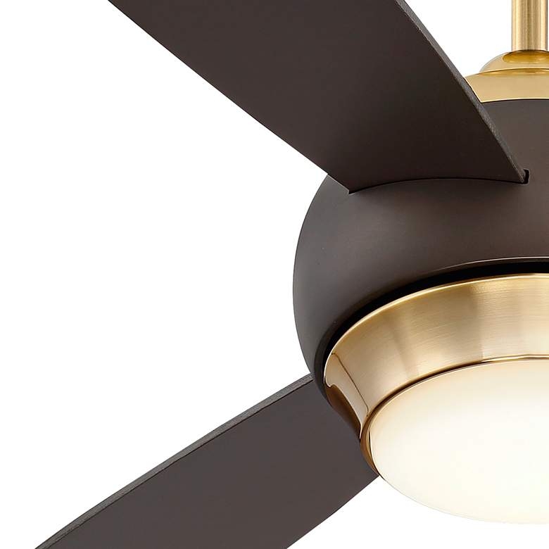 54" Casa Vieja Lynx Soft Brass and Bronze LED Ceiling Fan - Image 1