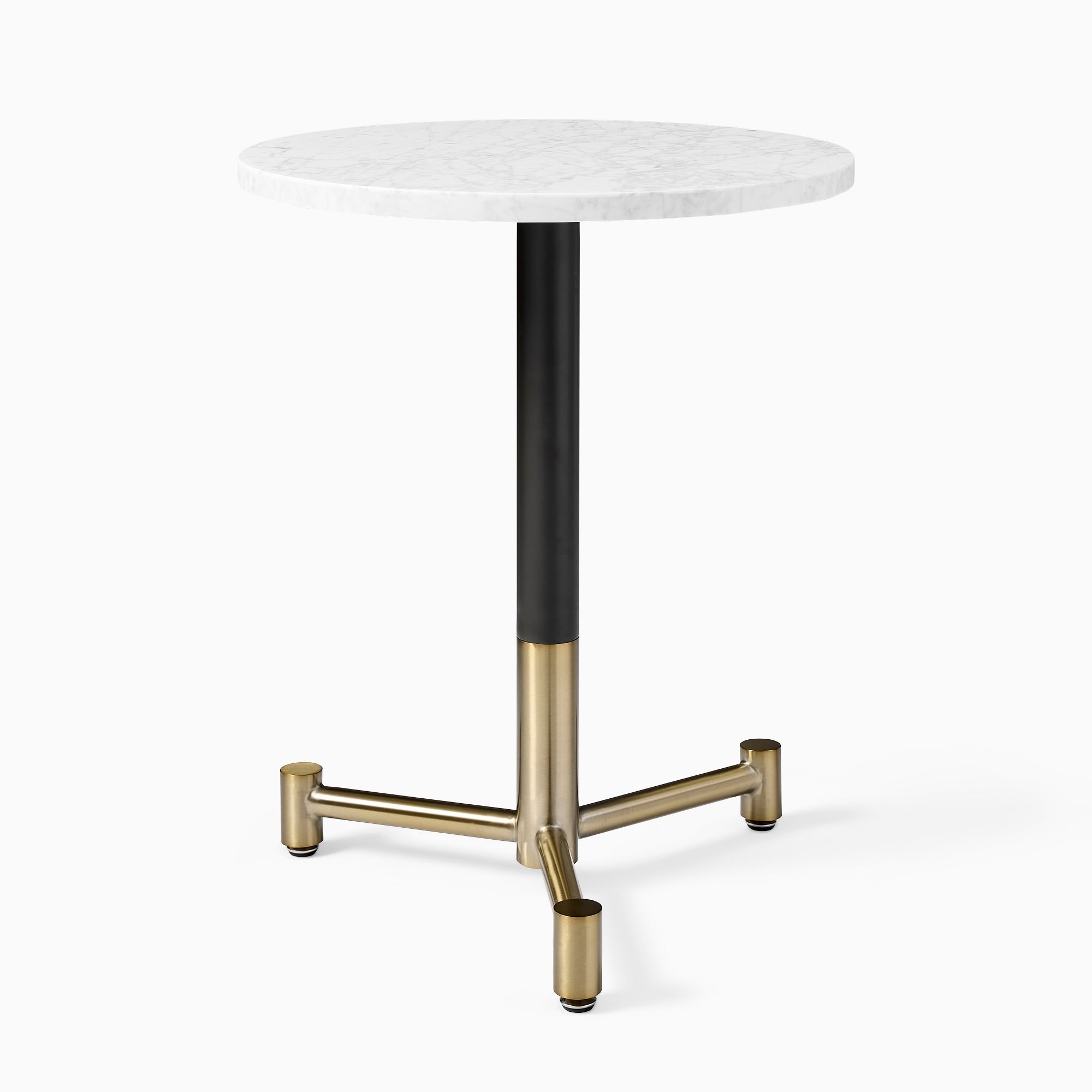 White Marble Round Bistro Table, 24", Branch Dining, Dark Bronze + Blackened Brass - Image 0