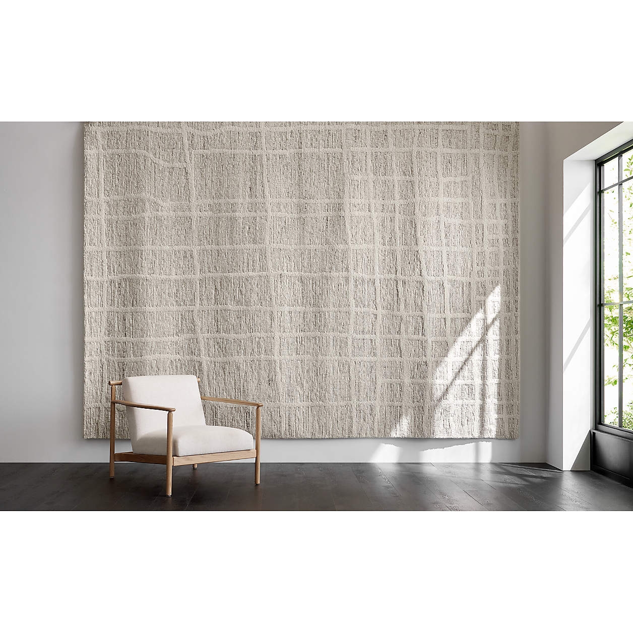 Agen Wool Handwoven Grid Ivory Area Rug 6'x9' - Image 3