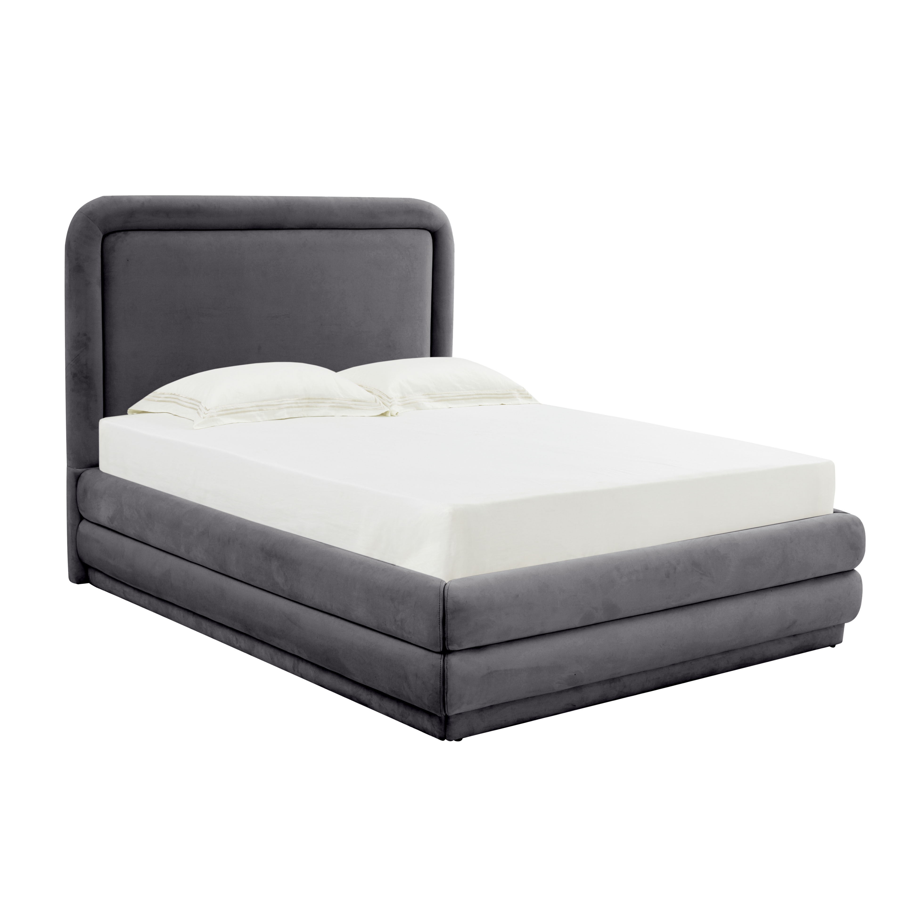Briella Dark Grey Velvet Bed in Full - Image 0