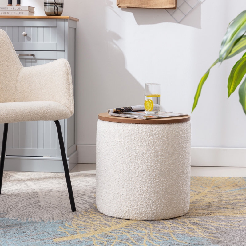 Darasimi 16'' Wide Boucle Upholstered Storage Ottoman - Image 1