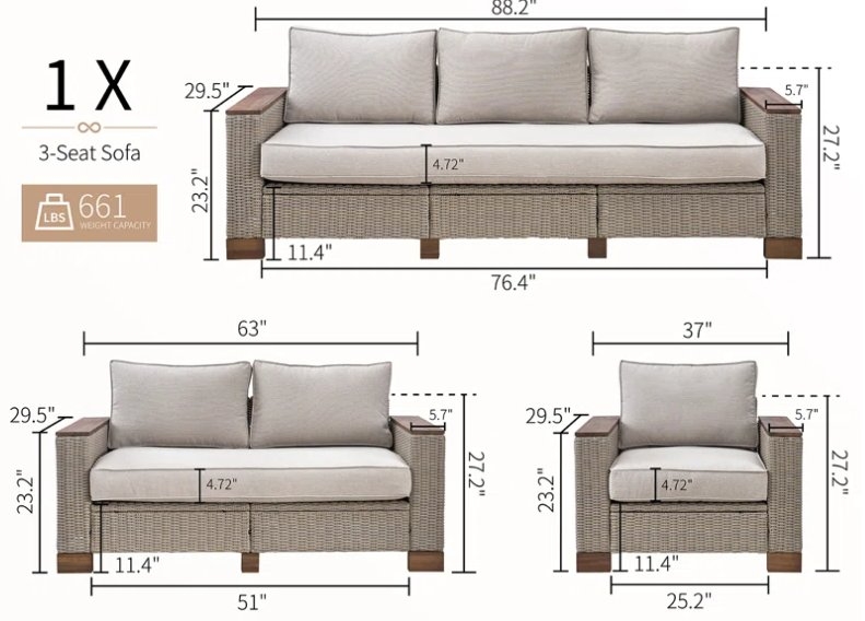 Akosh 6 Piece Sofa Seating Group with Cushions  Akosh 6 Piece Sofa Seating Group with Cushions  Akosh 6 Piece Sofa Seating Group with Cushions  Akosh 6 Piece Sofa Seating Group with Cushions  Akosh 6 Piece Sofa Seating Group with Cushions  Akosh 6 Piece S - Image 2